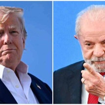 'Ele (Lula) pode falar comigo quando quiser', diz Trump (à esq.) -  (crédito: EVARISTO SÁ/AFP E Brendan SMIALOWSKI/AFP)
