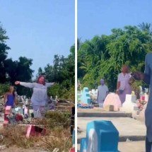 Cemitério com fotos dos mortos viraliza: 'abertura de Senhora do Destino' - Redes sociais