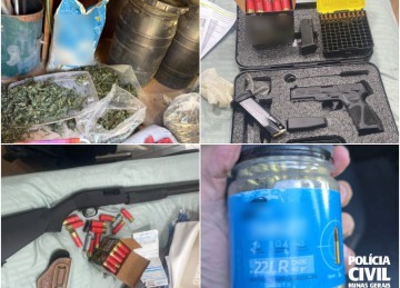 Parte das drogas apreendidas em Cascalho Rio -  (crédito: PCMG)
