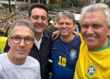 Zema, Ratinho Júnior, Tarcísio e Caiado já estiveram juntos em outras ocasiões (foto), mas não participaram de manifestação nesse domingo (3/8) -  (crédito: Romeu Zema/X/Reprodução)