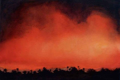 Pinturas de Ana Herter se inspiram em imagens de queimadas divulgadas pela imprensa
 -  (crédito: Jaime Acioli/divulgação)