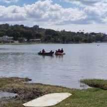 Bombeiros tentam resgatar jacaré ferido por arpão de pesca em Lagoa Santa - CBMMG