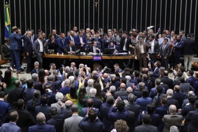 Hugo Motta teve dificuldades para retomar o comando do plenário nessa quarta-feira (6/8) -  (crédito: Bruno Spada/Câmara dos Deputados)
