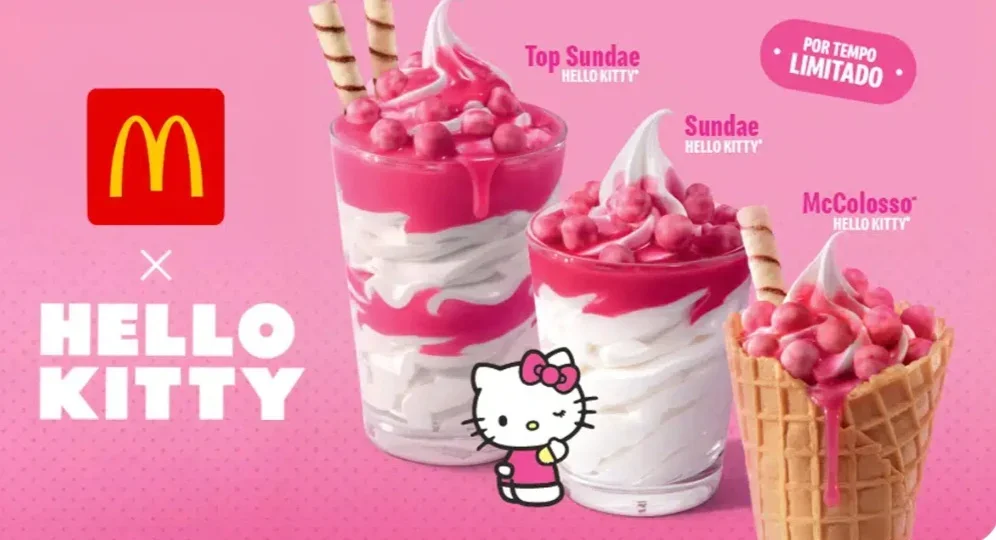 Moda, magia e McLanche Feliz: sobremesas temáticas da Hello Kitty chegam ao Méqui - Divulgação 