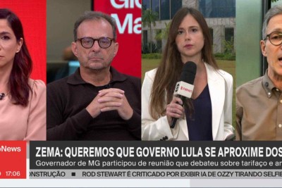 Governador Romeu Zema volta a responsabilizar o presidente Lula por tarifas aplicadas pelos Estados Unidos -  (crédito: Reprodução/GloboNews)