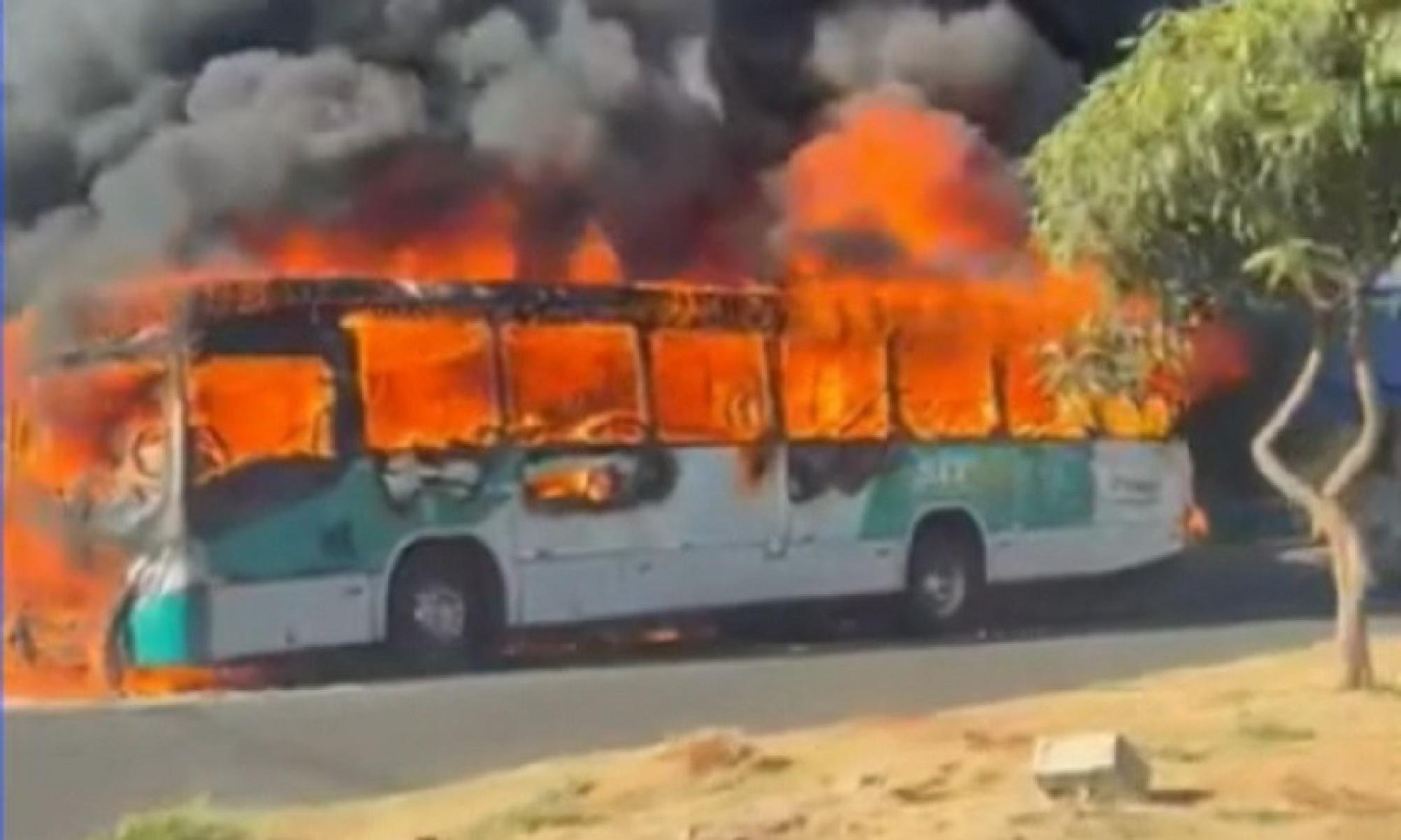 Vídeo: Ônibus do transporte público de Uberlândia é destruído por fogo - Reprodu&ccedil;&atilde;o/redes sociais