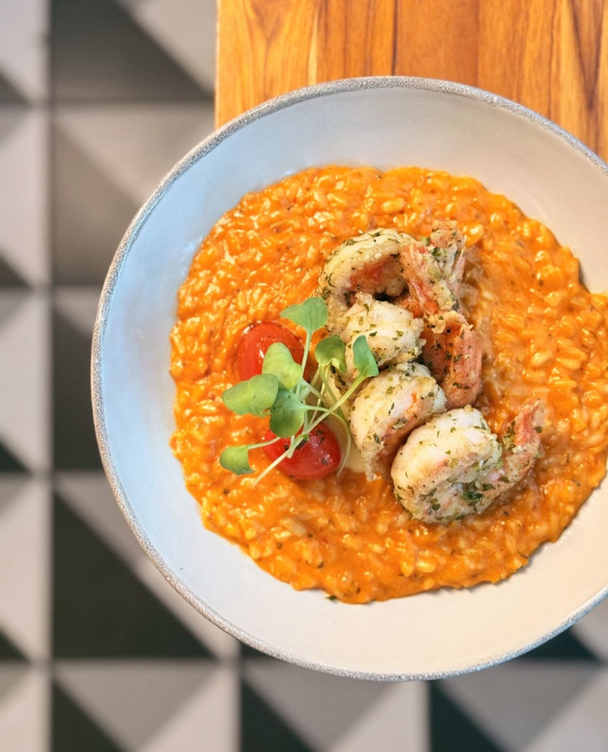 Risoto com camarão á provençal do El Mai 