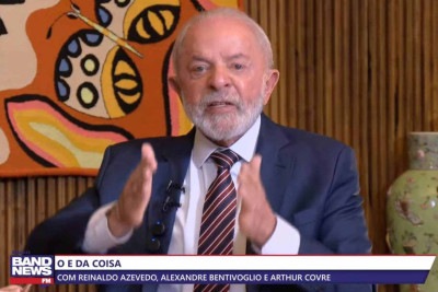 Presidente Luiz Inácio Lula da Silva dá entrevista para o jornalista Reinaldo Azevedo onde abordou diversos assuntos, como Trump, Tarifa, acordos comerciais e outros -  (crédito: Reprodução/BandNews)