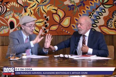 Jornalista Reinaldo Azevedo entrevista o presidente Luiz Inácio Lula da Silva e fala sobre eleições de 2026 -  (crédito: Reprodução/BandNews)