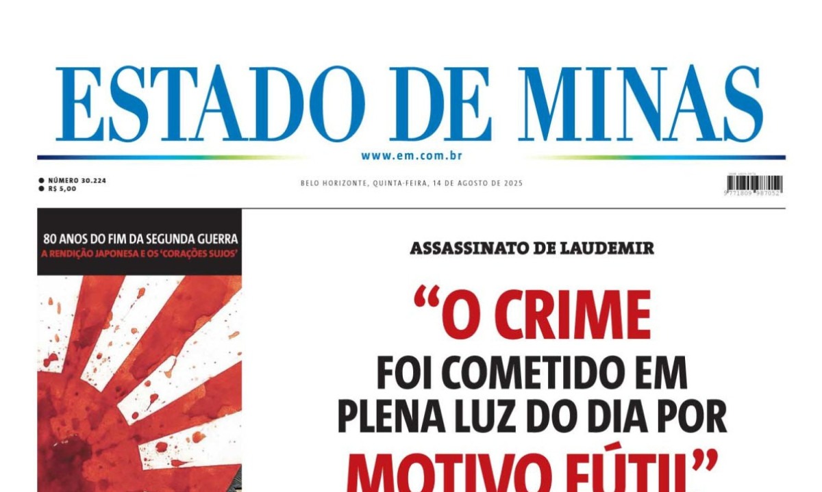 Capa impressa do Estado de Minas de 14/8/2025 - (crédito: Estado de Minas)