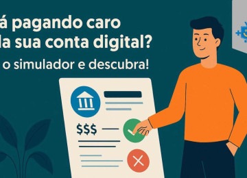 Imagem ilustrativa sobre simulador de contas digitais, destacando a comparação entre bancos e fintechs para ajudar a escolher a conta mais vantajosa. -  (crédito: Reprodução Educando seu Bolso)