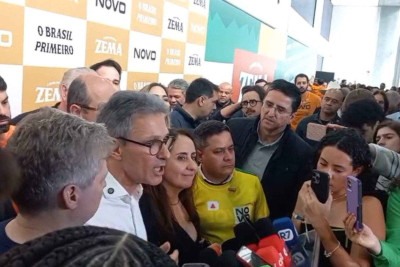 Romeu Zema concedeu entrevista durante evento de lançamento de sua pré-candidatura à Presidência da República -  (crédito: Bruno Nogueira/EM/D.A. Press)