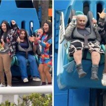 Aos 88 anos, vovó encara brinquedo radical e prova que é cheia de coragem - Reprodução / TikTok