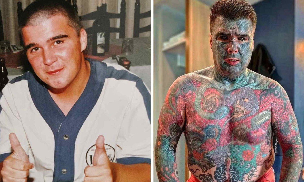 Mathew Whelan na adolescência e depois das tatuagens