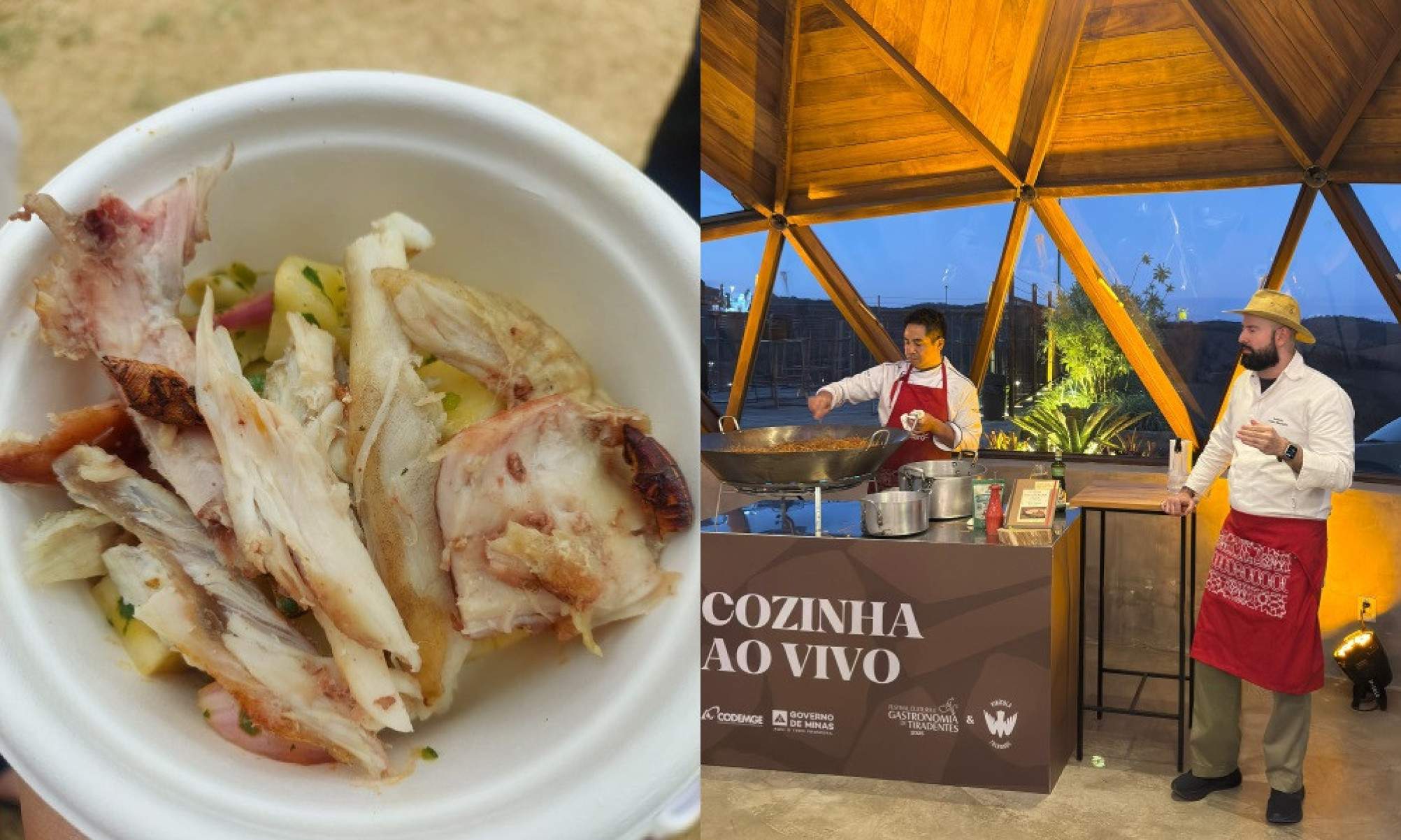Do Mato Grosso do Sul, chef Paulo Machado  preparou jacaré e apresentou ao público uma versão de macarrão de comitiva enriquecida com grilos crocantes