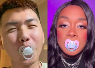 Na China, Coreia do Sul e EUA, adultos estão usando chupetas como forma de buscar conforto emocional semelhante ao que se tem durante a infância. -  (crédito: Montagem/Redes Sociais)