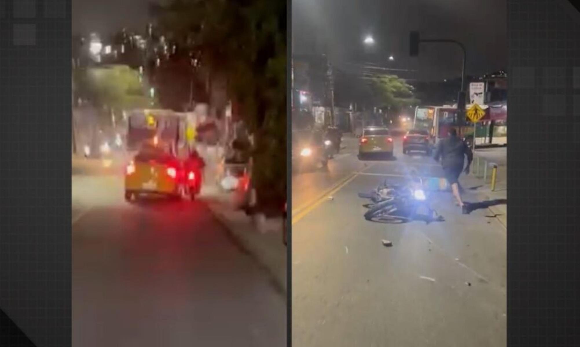 Vídeo: taxista atropela motociclista após ter o retrovisor chutado no Rio - Tupi