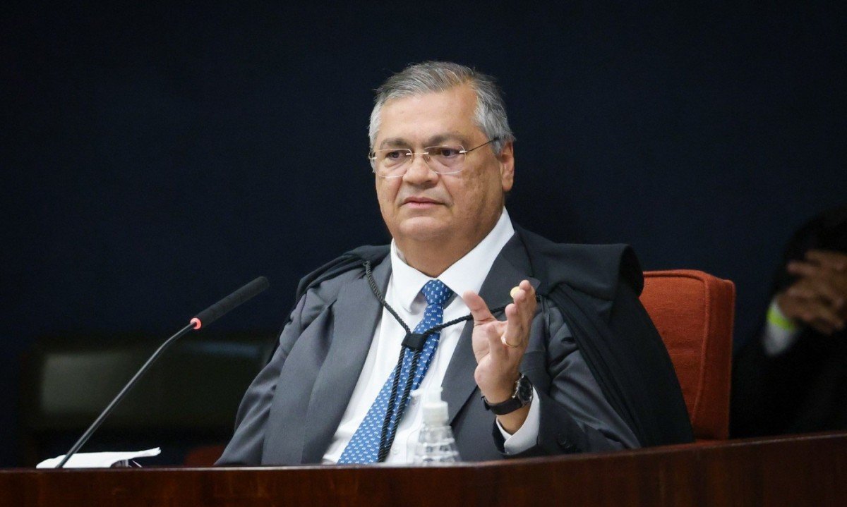 Ministro Flávio Dino brica com o presidente da 1ª Turma do Supremo Tribunal Federal sobre pausa para almoço -  (crédito: Gustavo Moreno/STF)