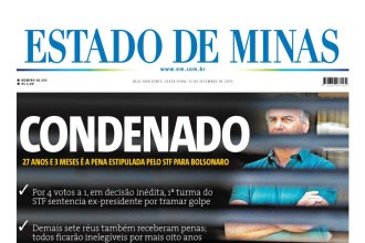 Confira a capa do Estado de Minas do dia 12/09/2025