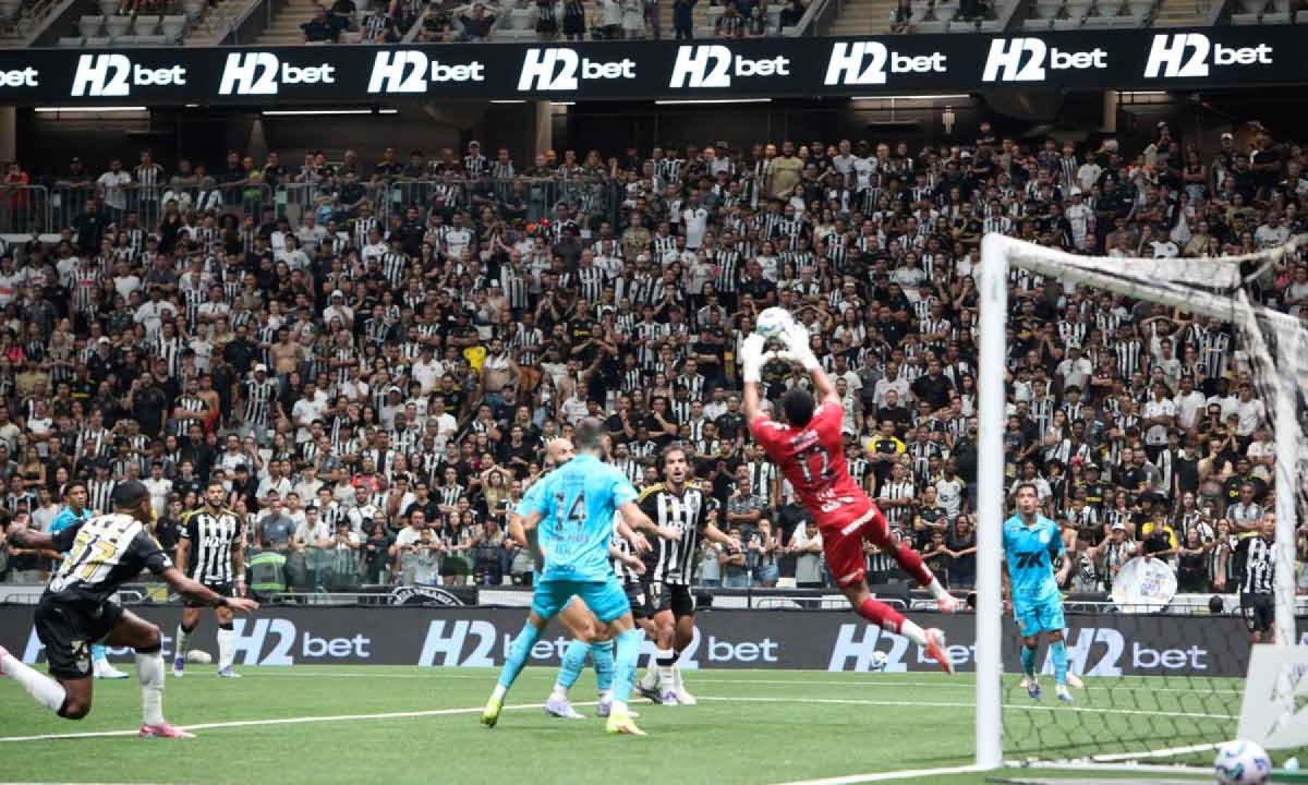 No jogo de domingo contra o Santos, pelo Campeonato Brasileiro, na Arena MRV, Atlético saiu na frente, mas acabou cedendo o empate ao time paulista -  (crédito: Edesio Ferreira/EM/D.A Press)
