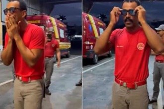 Bombeiro com daltonismo vê cores pela 1ª vez após ganhar óculos de colegas