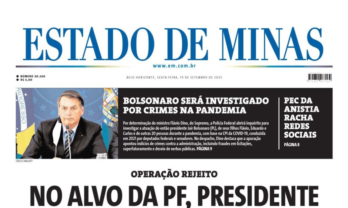 Estado de Minas - (crédito: Capa do Estado de Minas)