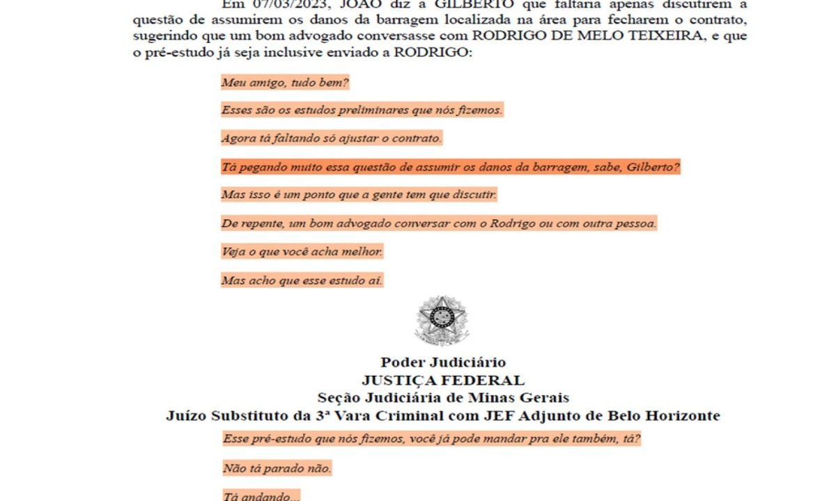 Diálogos interceptados pela PF