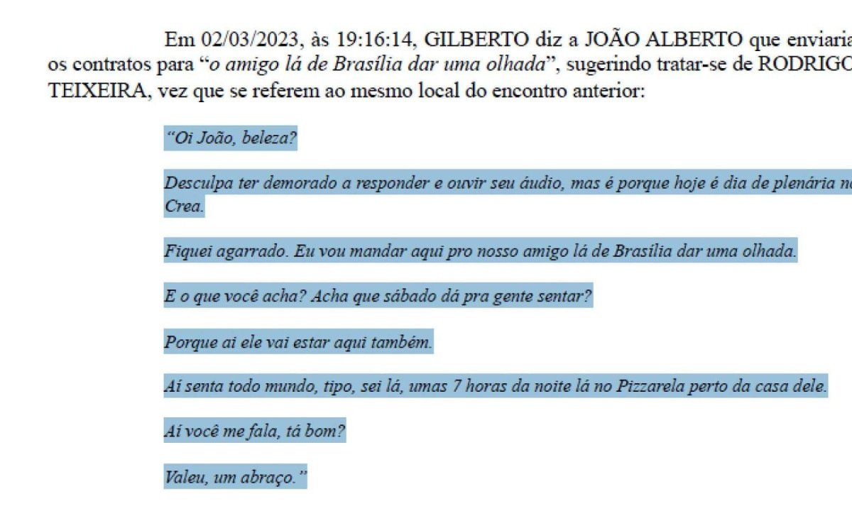 Diálogos interceptados pela PF