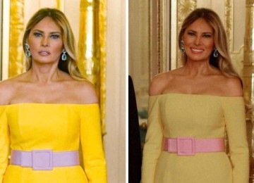 Look de Melania Trump pareceu diferente em fotos -  (crédito: Redes sociais)