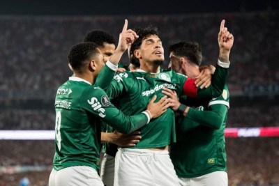 O Palmeiras visitou o River Plate nesta 4ª feira, 17/9, pela ida das quartas de final da Libertadores. Veja como o Jogada10 avaliou a performance dos palmeirenses, que venceram por 2 a 1. Foto: Divulgação Conmebol -  (crédito: Divulgação Conmebol)
