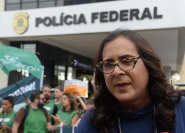 Deputada federal Duda Salabert (PDT-MG) esteve presente em ato de servidores do Sisema em apoio à operação da PF que investiga fraudes em licenças ambientais -  (crédito: Túlio Santos/EM/D.A.Press)