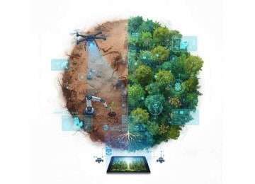 Ilustração sobre o uso da inteligência artificial em projetos de restauração ecológica -  (crédito: imagem gerada por inteligência artificial/acervo do jornal Estado de Minas)