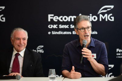 Declaração de Zema foi feita durante evento da Fecomércio MG, ao lado do ex-presidente Michel Temer -  (crédito: Leandro Couri/EM/D.A Press)