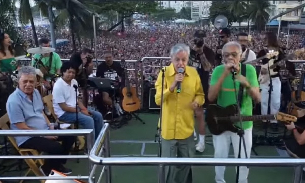 Chico, Djavan, Caetano e Gil foram alguns dos artistas presentes na manifestação do Rio - (crédito: Instagram Caetano Veloso/Reprodução/Vídeo)