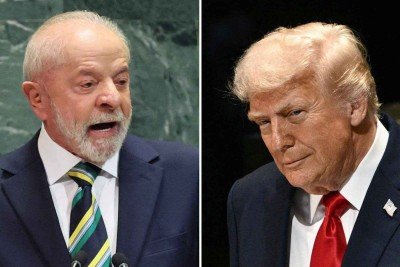 Lula e Trump discursaram na Assembleia Geral da ONU 2025 e se encontraram no corredor que antecede o salão, onde acabaram acertando um encontro para a semana que vem -  (crédito: GETTY IMAGES NORTH AMERICA / Getty Images via AFP  - Brendan SMIALOWSKI / AFP)