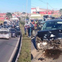 Acidente entre três carros complica trânsito da Via Expressa de Contagem - Divulgação/Transcon