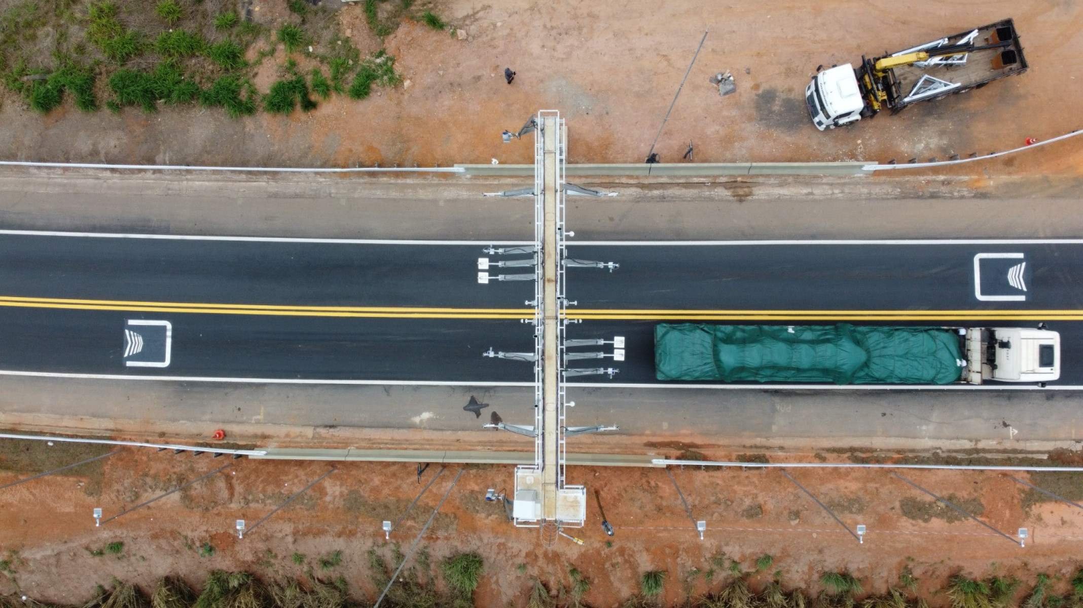Vista aérea do pedágio em João Monlevade-Leandro Couri/EM/D.A.Press