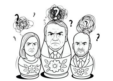 Dentro da família Bolsonaro, uma outra batalha – que não é nova: de um lado, Michelle Bolsonaro (PL); de outro, o deputado federal Eduardo Bolsonaro (PL) -  (crédito: Soraia Piva/Arte EM)