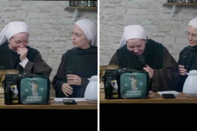 Freira não se segura e cai na risada em live -  (crédito: Reprodução)