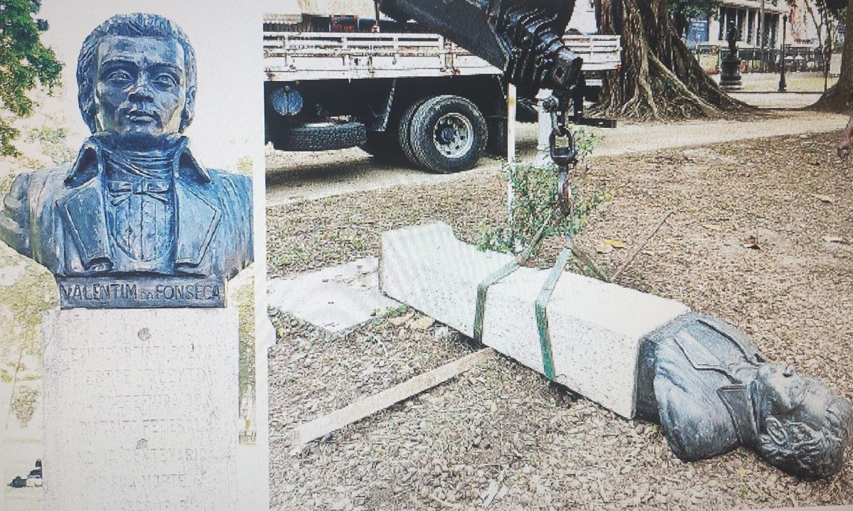 Peça foi vandalizada, encontrada caída no chão, precisou ser retirada para avaliação técnica e reparos