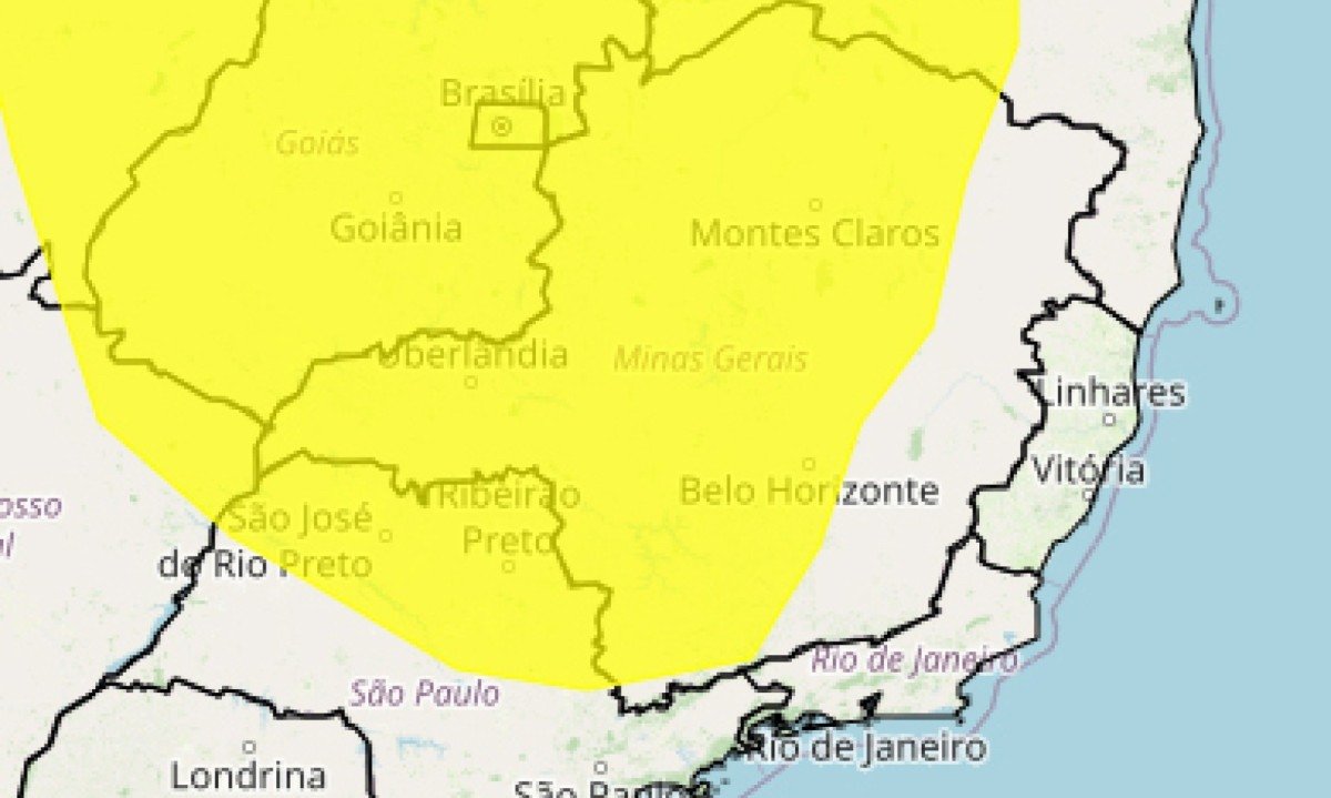 Onda de calor e baixa umidade abrange quase dois terços de Minas Gerais -  (crédito: Reprodução/Inmet)