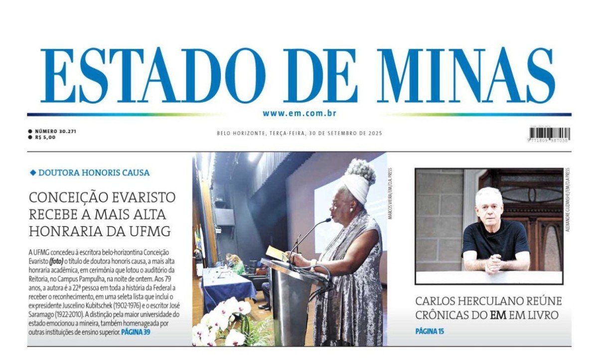 Confira a capa do Estado de Minas do dia 30/09/2025 -  (crédito: Estado de Minas)