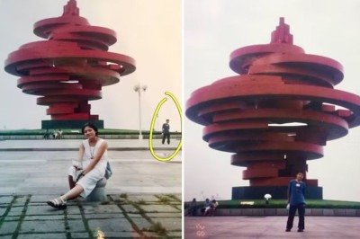 Xue e Ye descobriram que já estiveram no mesmo lugar, ao mesmo tempo, e na mesma foto, uma década antes de se conhecerem e se apaixonarem. 
 -  (crédito: Foto // Reprodução Redes Sociais)