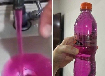 Água rosa saiu de torneiras em cidade de São Paulo -  (crédito: Redes sociais)