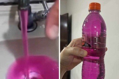 Água rosa saiu de torneiras em cidade de São Paulo -  (crédito: Redes sociais)