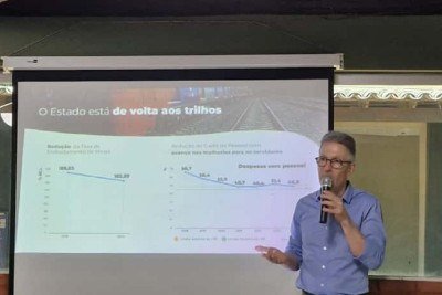 Romeu Zema (Novo) participou de almo&ccedil;o com filiados da legenda e lideran&ccedil;as do setor produtivo em Montes Claros, no Norte de Minas -  (crédito: Luiz Ribeiro/EM/D.A.Press)