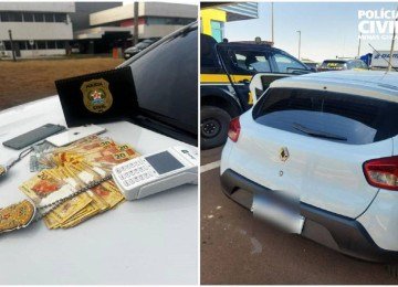 Dinheiro e um veículo foram apreendidos com os golpistas, presos em flagrante -  (crédito: PCMG)