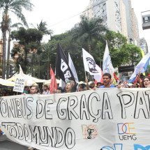 Ato na Praça Sete reúne defensores da Tarifa Zero após rejeição do projeto  - Jair Amaral/EM/D.A.Press
