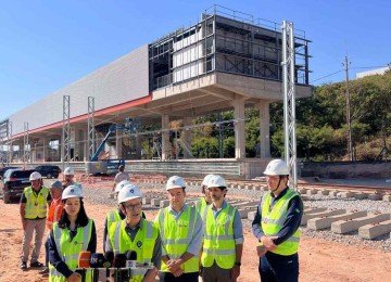 Governador Romeu Zema (Novo) vistoriou, na manhã desta terça-feira (7/10), as obras na estação que será entregue em janeiro de 2026 -  (crédito: Edésio Ferreira/EM/DA Press)