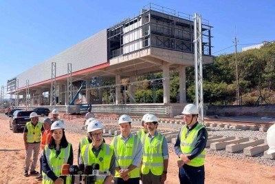 Governador Romeu Zema (Novo) vistoriou, na manhã desta terça-feira (7/10), as obras na estação que será entregue em janeiro de 2026 -  (crédito: Edésio Ferreira/EM/DA Press)